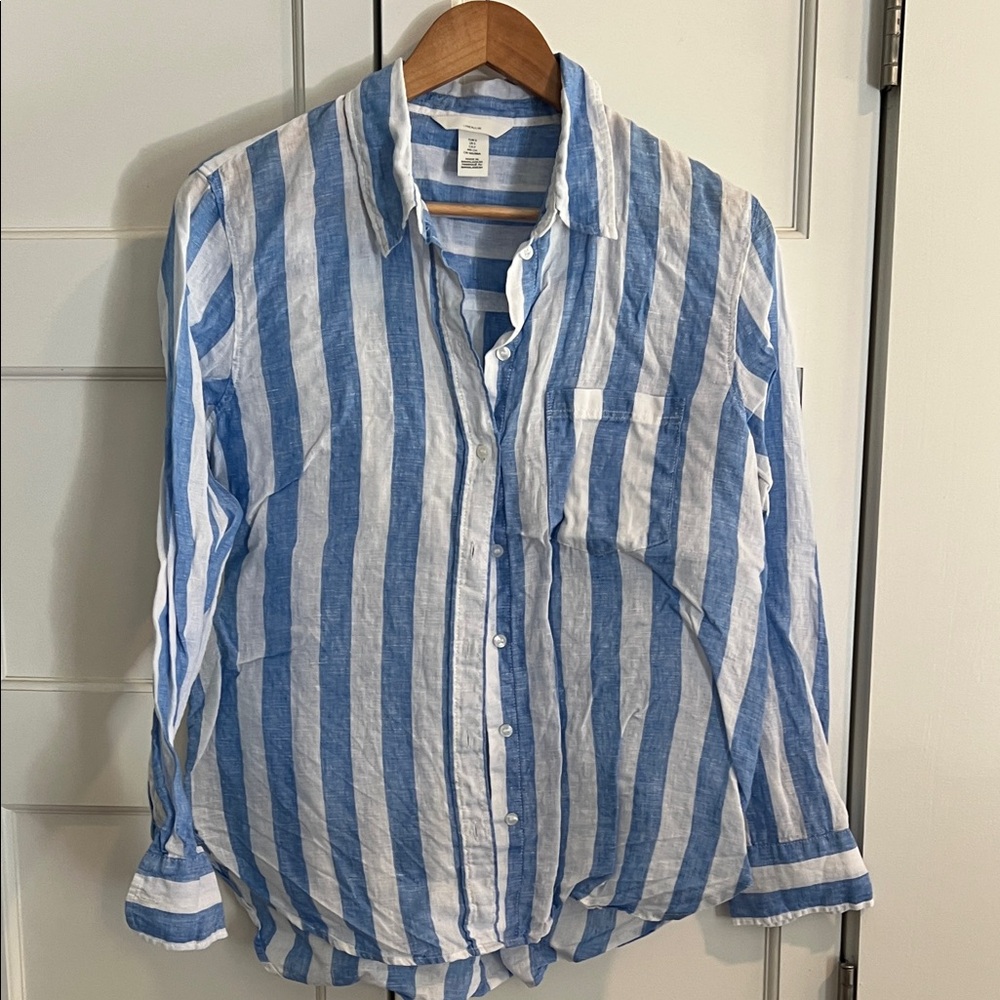 H&M Blue and White Linen Shirt